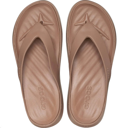 Latte - Side - Crocs Womens-Ladies Getaway Flip Flops