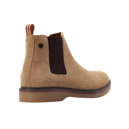 Sandy Beige - Back - Base London Mens Hooper Suede Chelsea Boots