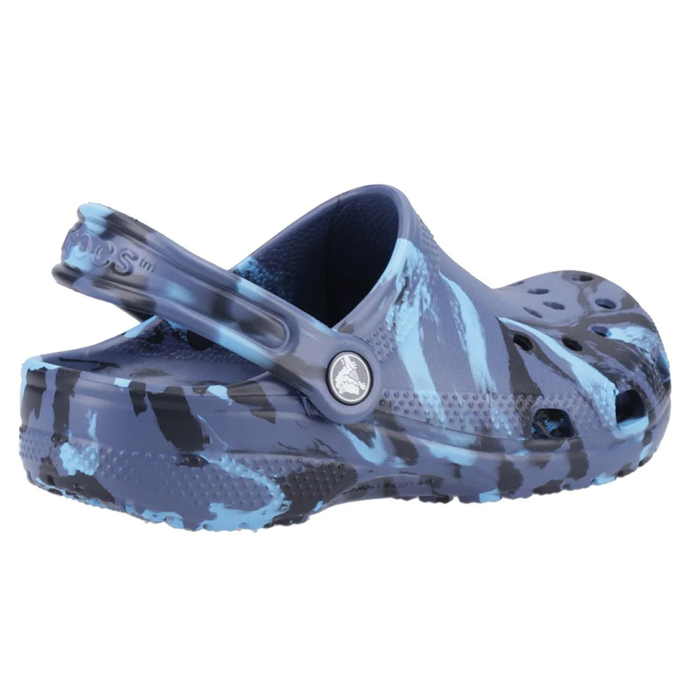 Navy - Back - Crocs Childrens-Kids Classic Marble Clogs