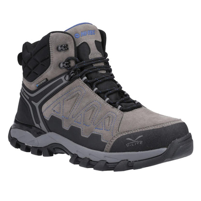 Charcoal-Grey-Dark Blue - Front - Hi-Tec Mens V-Lite Explorer Suede V-Lite Waterproof Hiking Boots