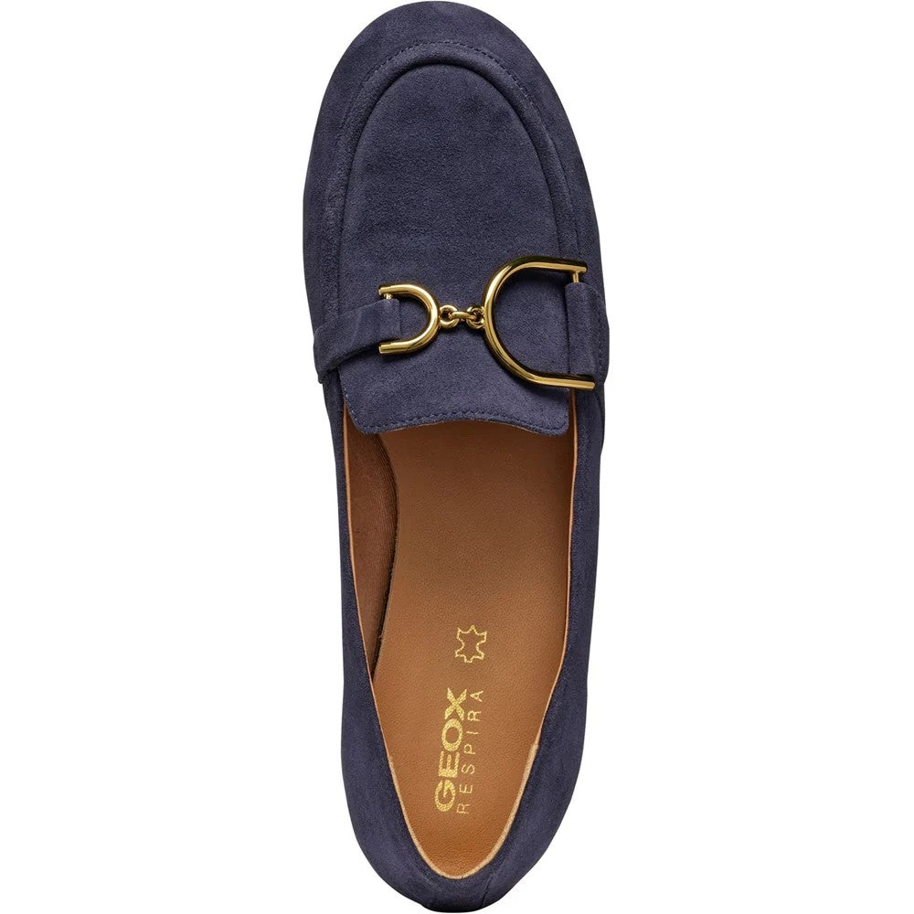 Navy - Pack Shot - Geox Womens-Ladies Palmaria Suede Loafers