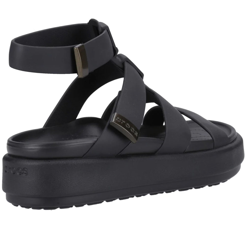 Black - Back - Crocs Womens-Ladies Brooklyn Luxe Gladiator Sandals