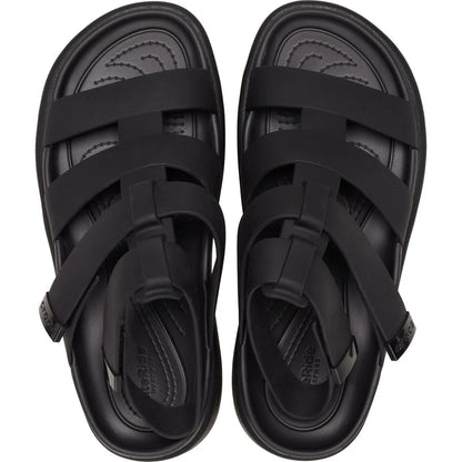 Black - Close up - Crocs Womens-Ladies Brooklyn Luxe Gladiator Sandals