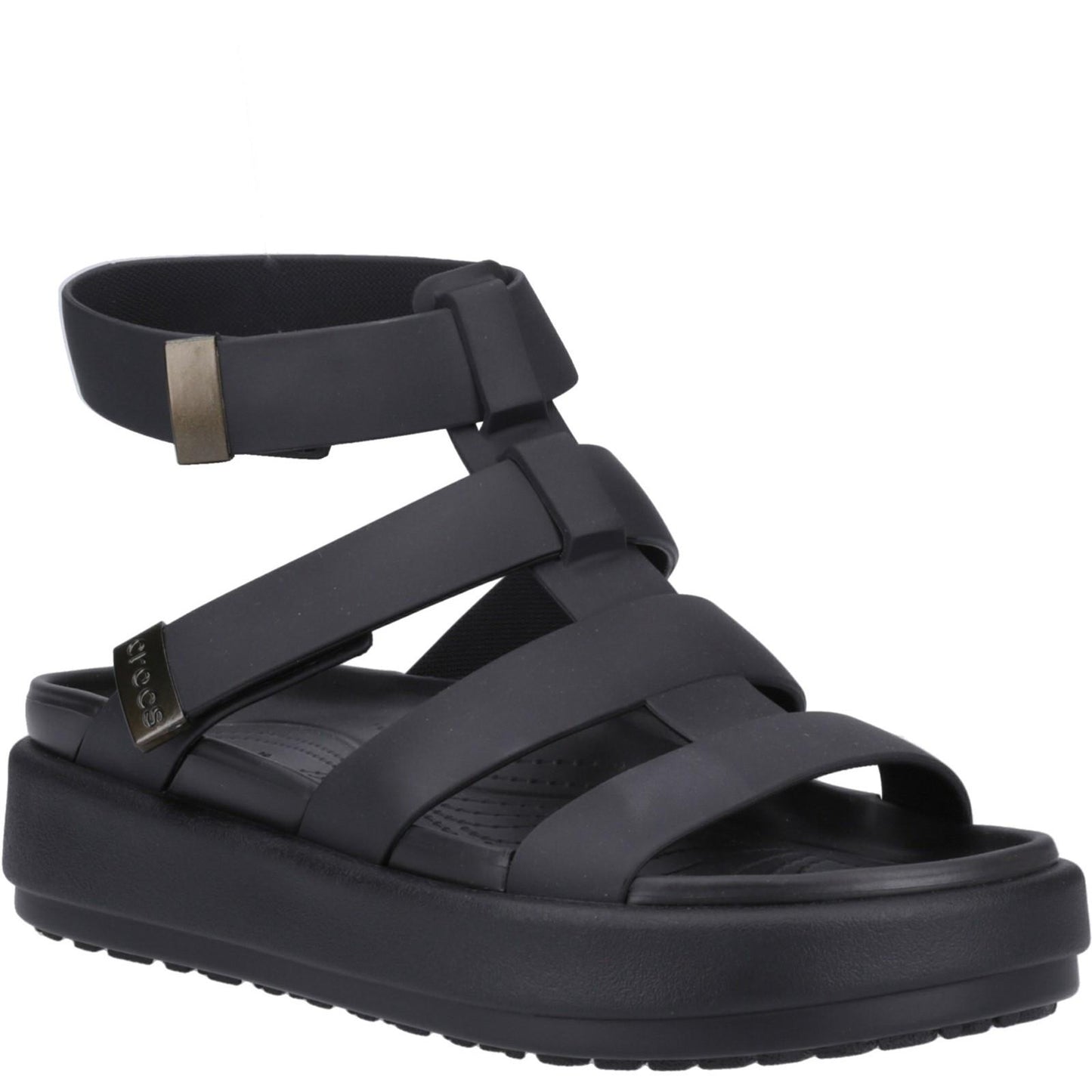 Black - Front - Crocs Womens-Ladies Brooklyn Luxe Gladiator Sandals