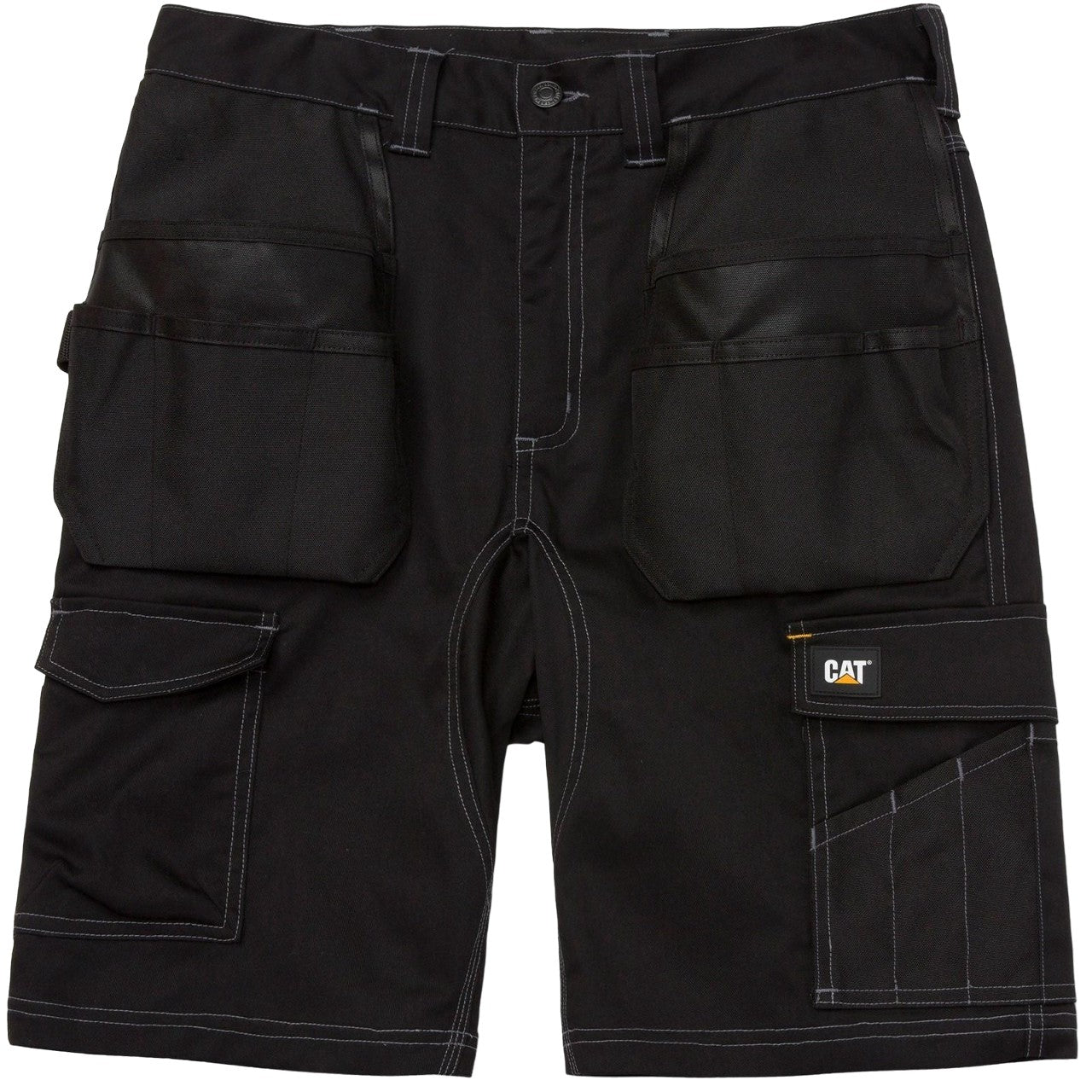 Black - Front - Caterpillar Mens Essential Stretch Holster Pocket Shorts