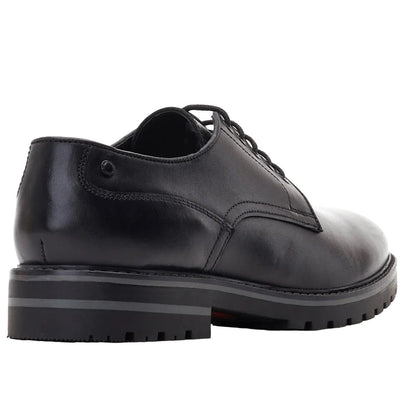 Black - Back - Base London Mens Halsey Washed Leather Derby Shoes