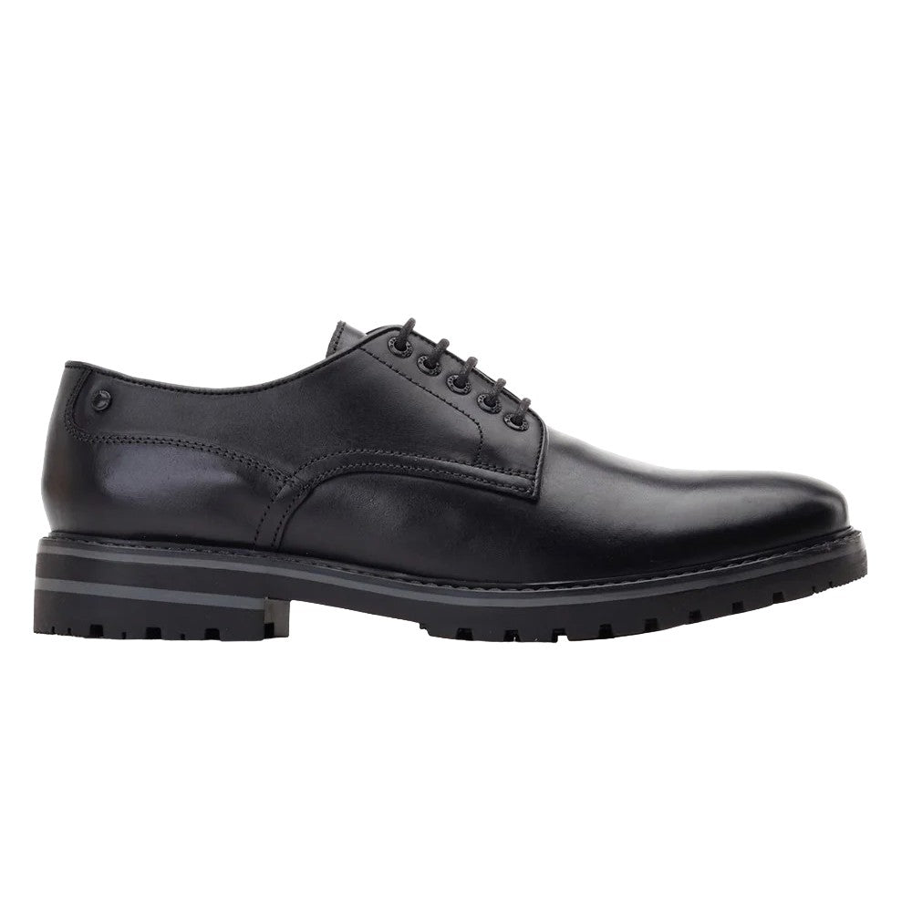 Black - Lifestyle - Base London Mens Halsey Washed Leather Derby Shoes