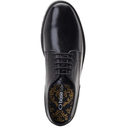 Black - Pack Shot - Base London Mens Halsey Washed Leather Derby Shoes