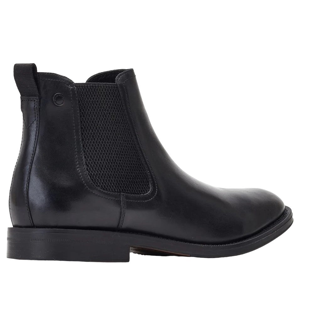 Black - Back - Base London Mens Bradwell Waxy Leather Chelsea Boots