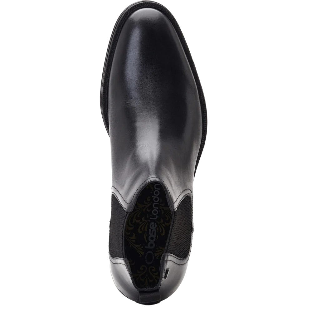Black - Pack Shot - Base London Mens Bradwell Waxy Leather Chelsea Boots