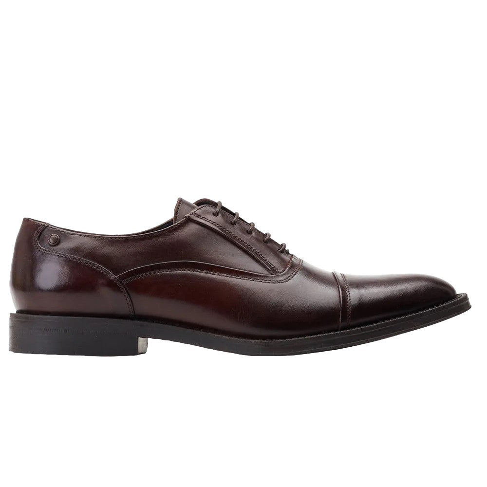 Brown - Lifestyle - Base London Mens Wilson Waxy Leather Oxford Shoes