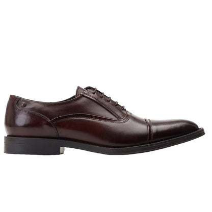 Brown - Lifestyle - Base London Mens Wilson Waxy Leather Oxford Shoes