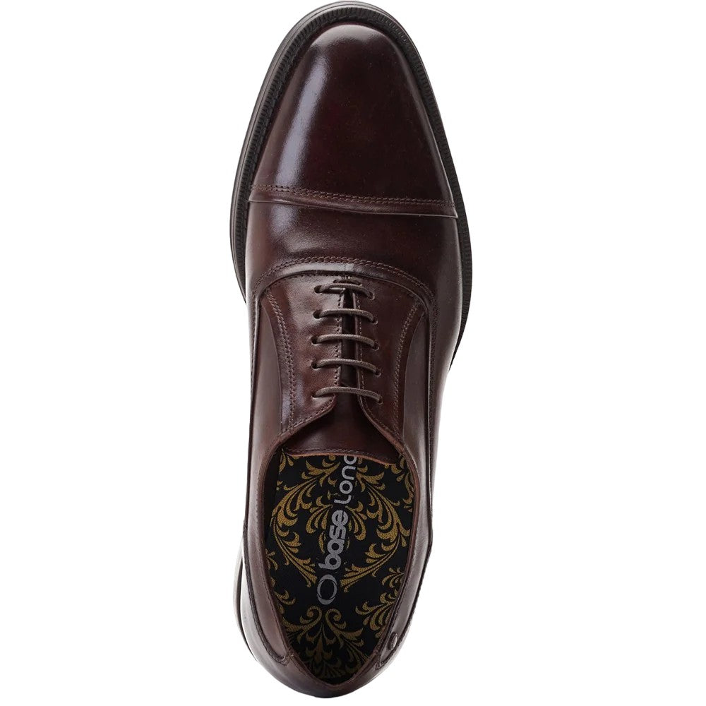 Brown - Pack Shot - Base London Mens Wilson Waxy Leather Oxford Shoes