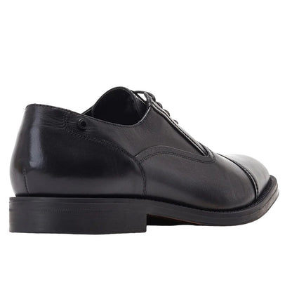 Black - Back - Base London Mens Wilson Waxy Leather Oxford Shoes