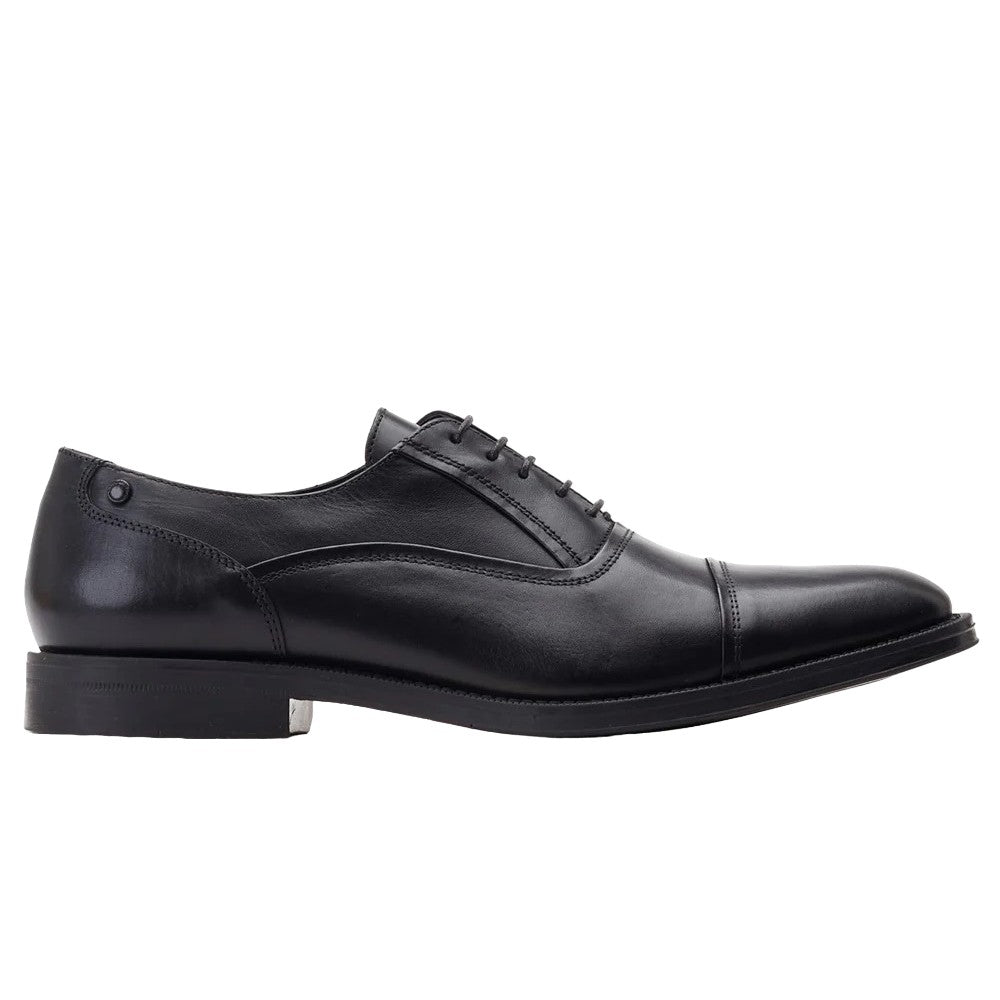 Black - Lifestyle - Base London Mens Wilson Waxy Leather Oxford Shoes