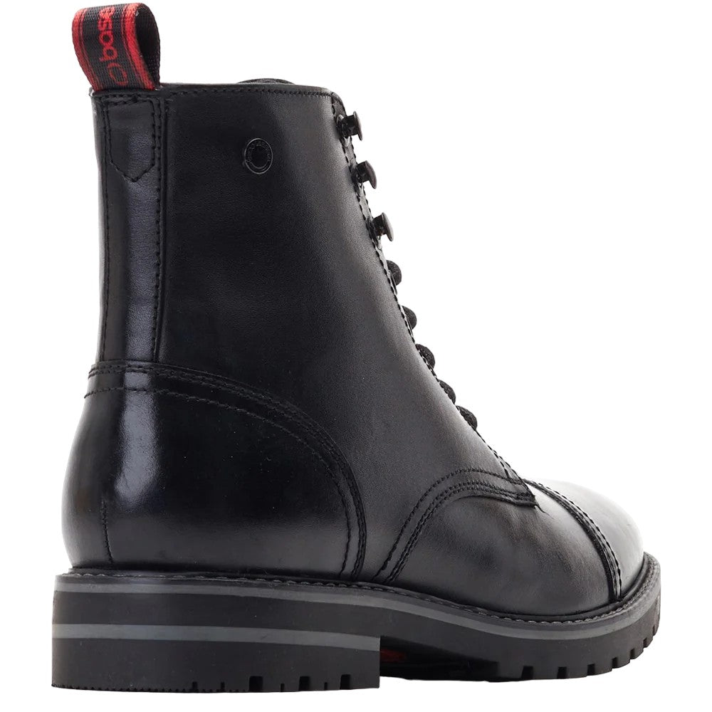 Black - Back - Base London Mens Sparrow Waxy Leather Combat Boots