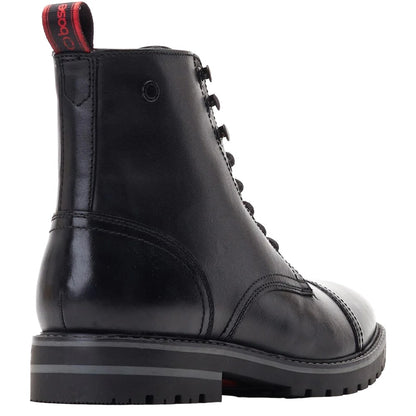Black - Back - Base London Mens Sparrow Waxy Leather Combat Boots