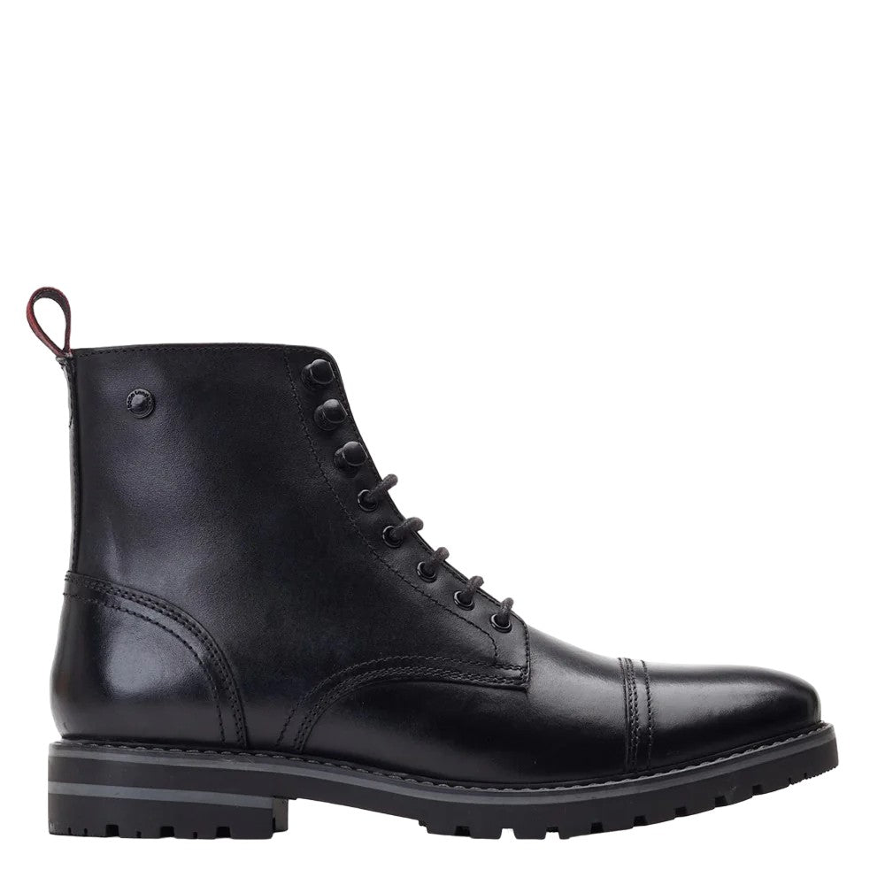 Black - Lifestyle - Base London Mens Sparrow Waxy Leather Combat Boots