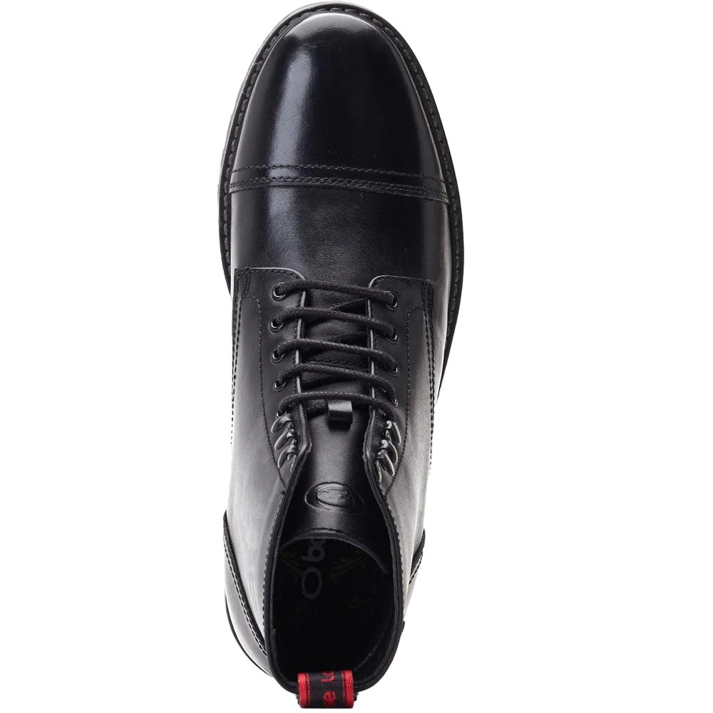 Black - Pack Shot - Base London Mens Sparrow Waxy Leather Combat Boots