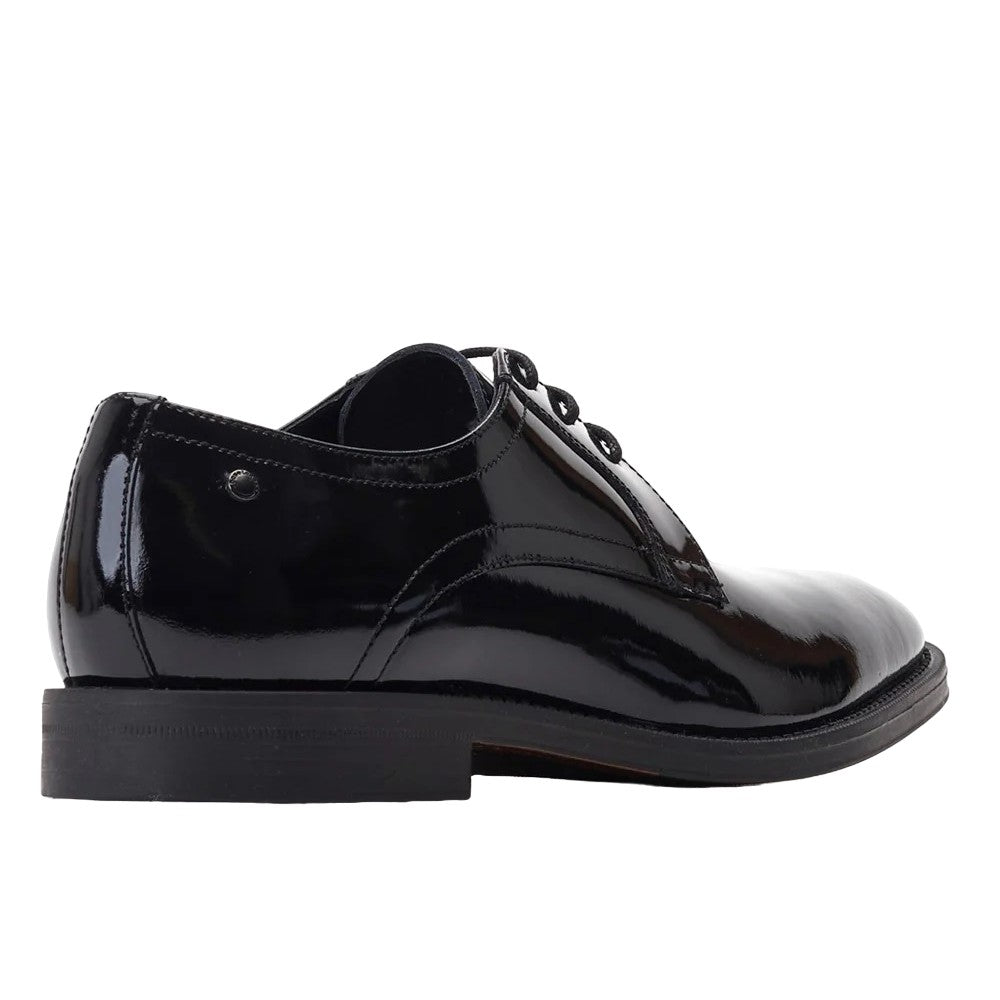 Shiny Black - Back - Base London Mens Haldey Leather Oxford Shoes