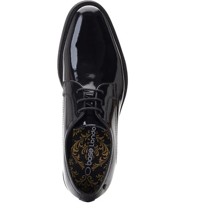 Shiny Black - Pack Shot - Base London Mens Haldey Leather Oxford Shoes
