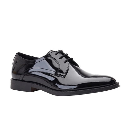 Shiny Black - Front - Base London Mens Haldey Leather Oxford Shoes
