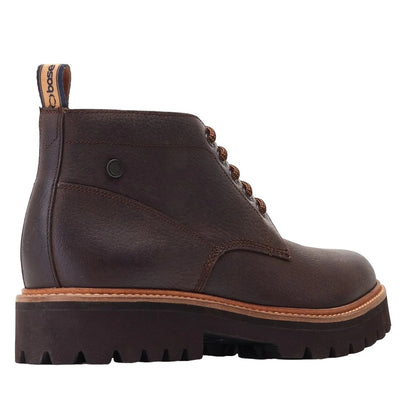 Dark Brown - Back - Base London Mens Asgard Grain Leather Ankle Boots