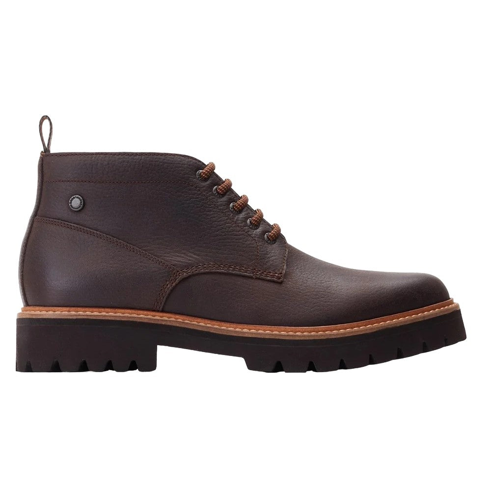 Dark Brown - Lifestyle - Base London Mens Asgard Grain Leather Ankle Boots