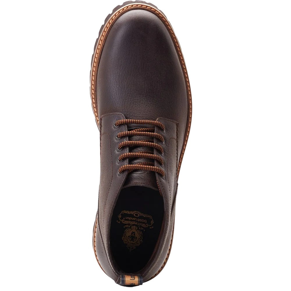 Dark Brown - Pack Shot - Base London Mens Asgard Grain Leather Ankle Boots