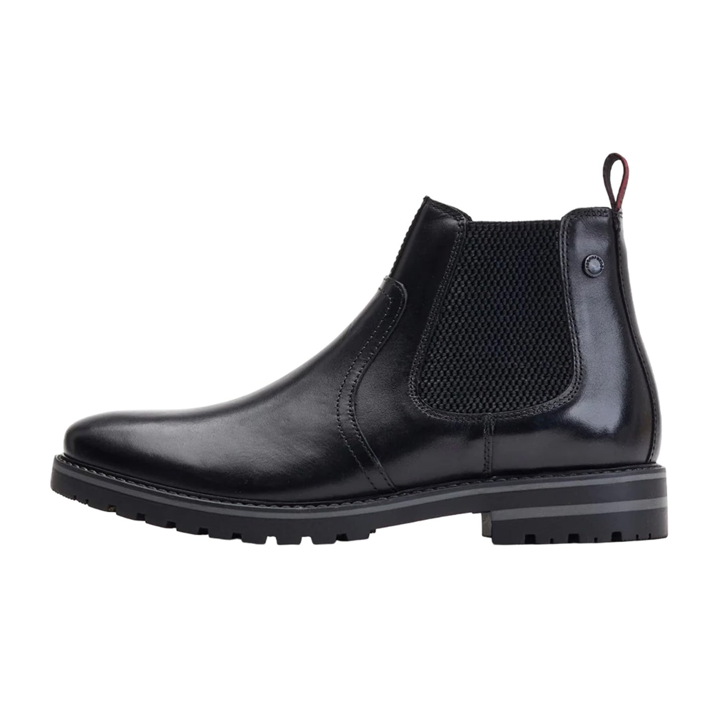 Black - Side - Base London Mens Cutler Leather Waxy Chelsea Boots