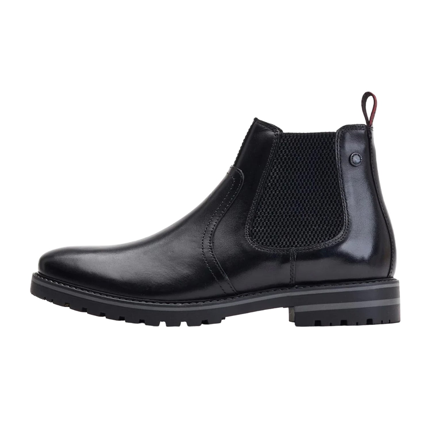Black - Side - Base London Mens Cutler Leather Waxy Chelsea Boots