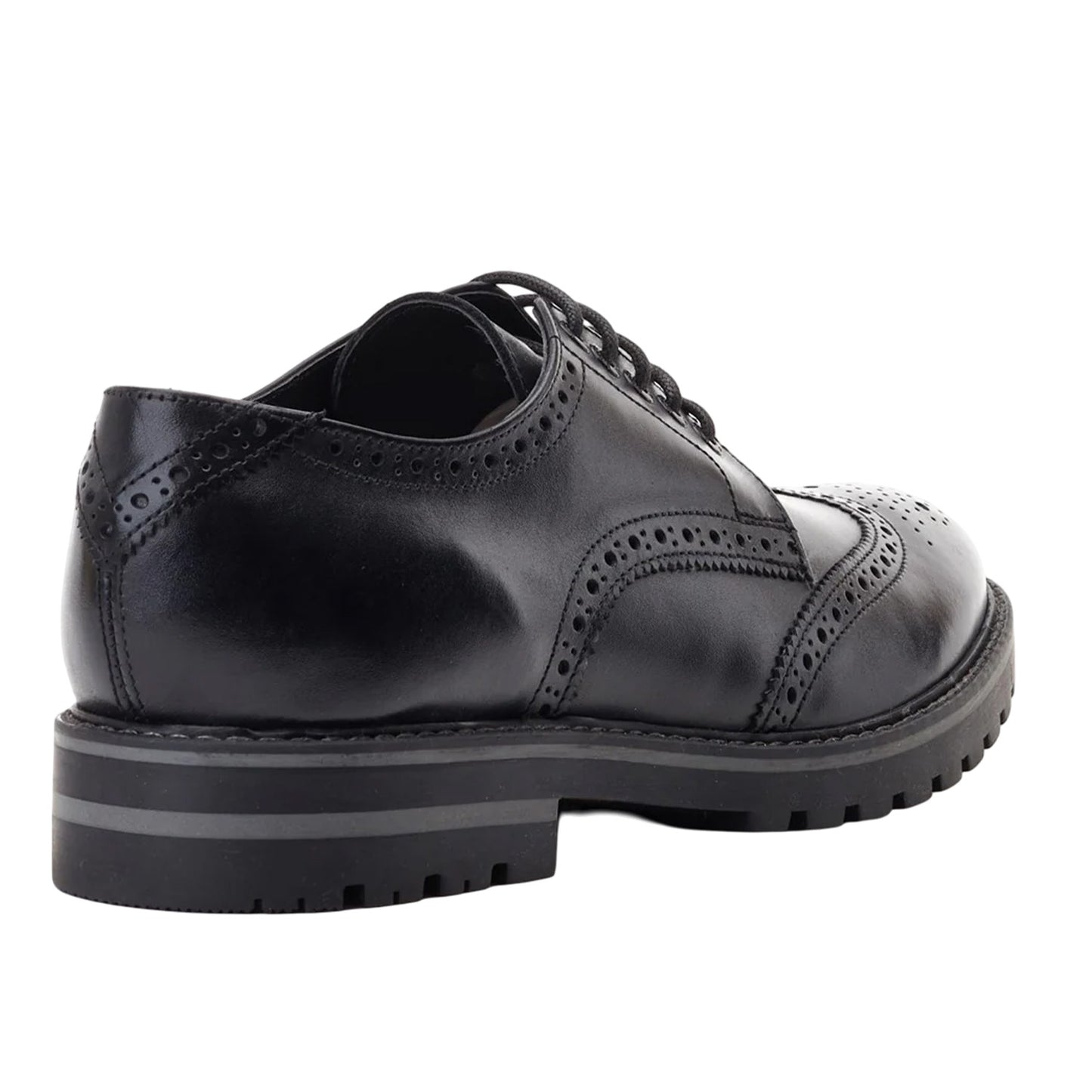 Black - Back - Base London Mens Gibbs Leather Waxy Brogues