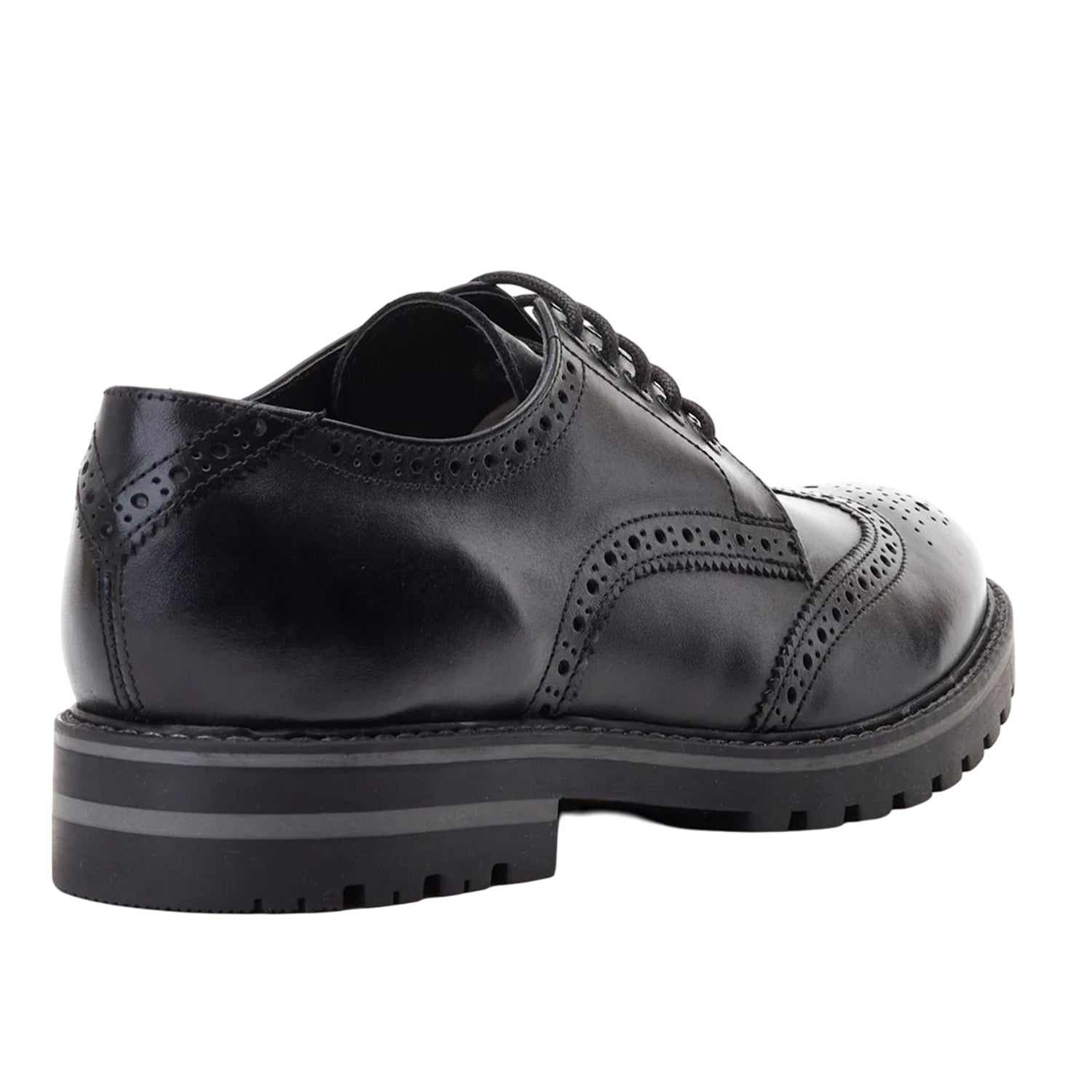 Black - Back - Base London Mens Gibbs Leather Waxy Brogues