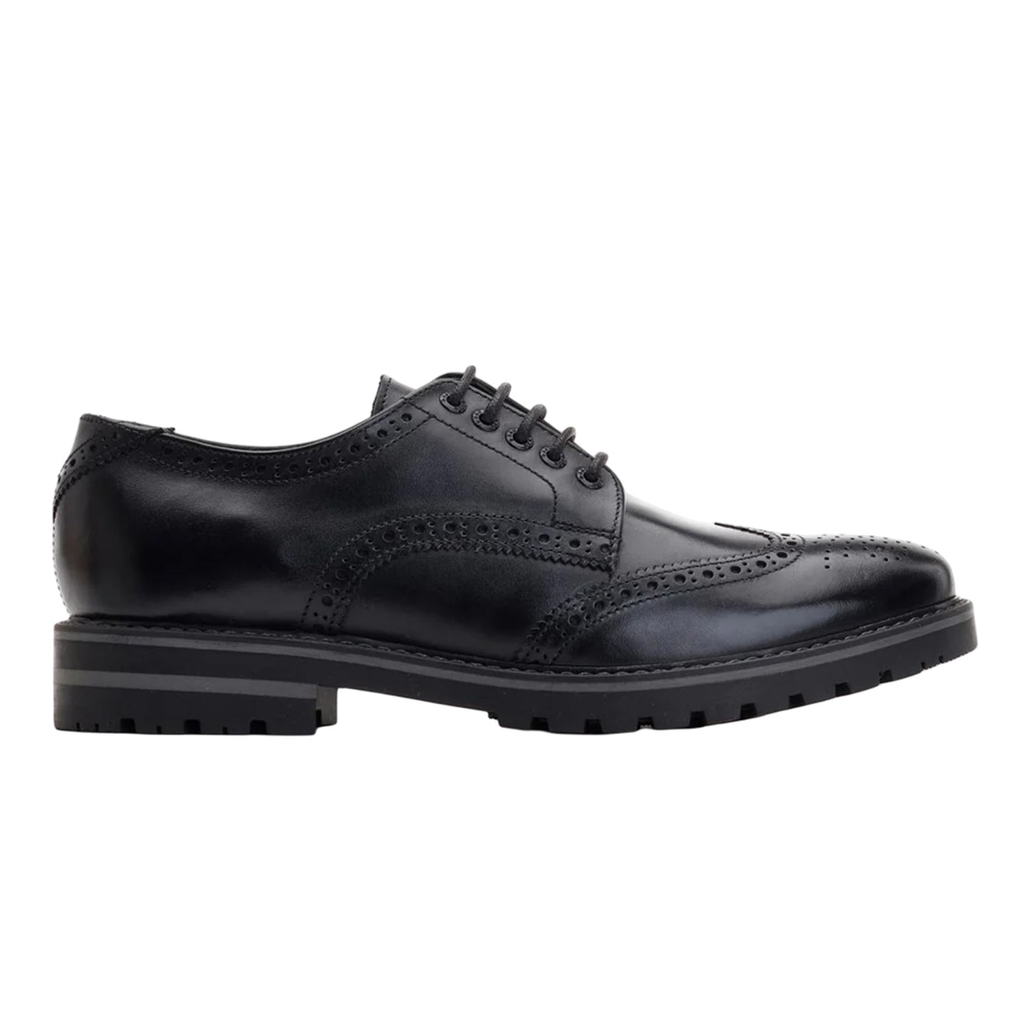 Black - Lifestyle - Base London Mens Gibbs Leather Waxy Brogues