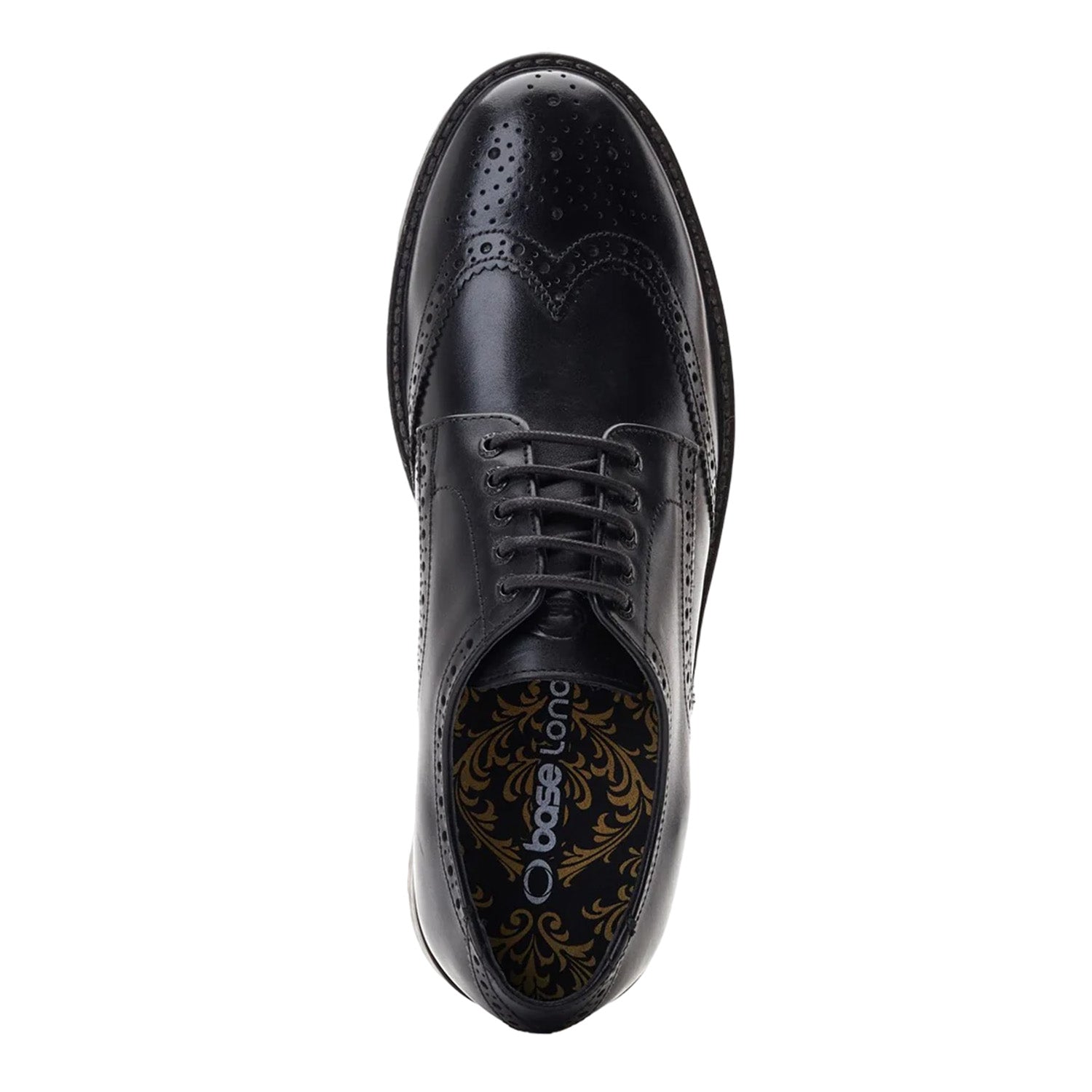 Black - Pack Shot - Base London Mens Gibbs Leather Waxy Brogues
