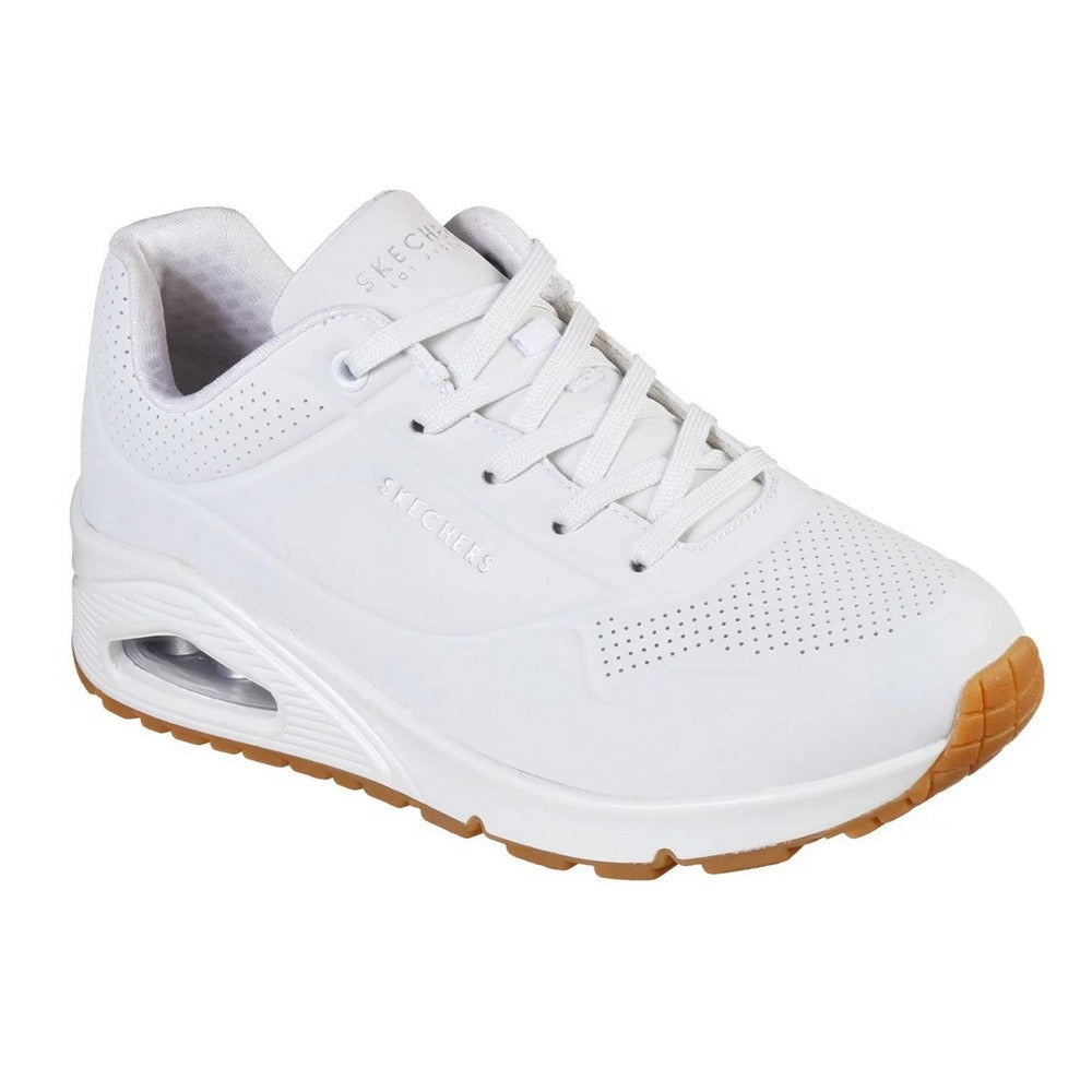 White - Front - Skechers Womens-Ladies Uno Stand On Air Trainers