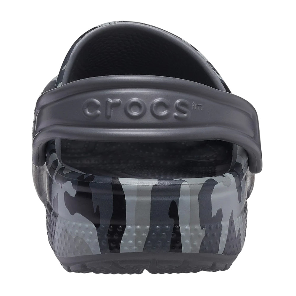 Black-Grey - Back - Crocs Childrens-Kids Classic Camo Clogs