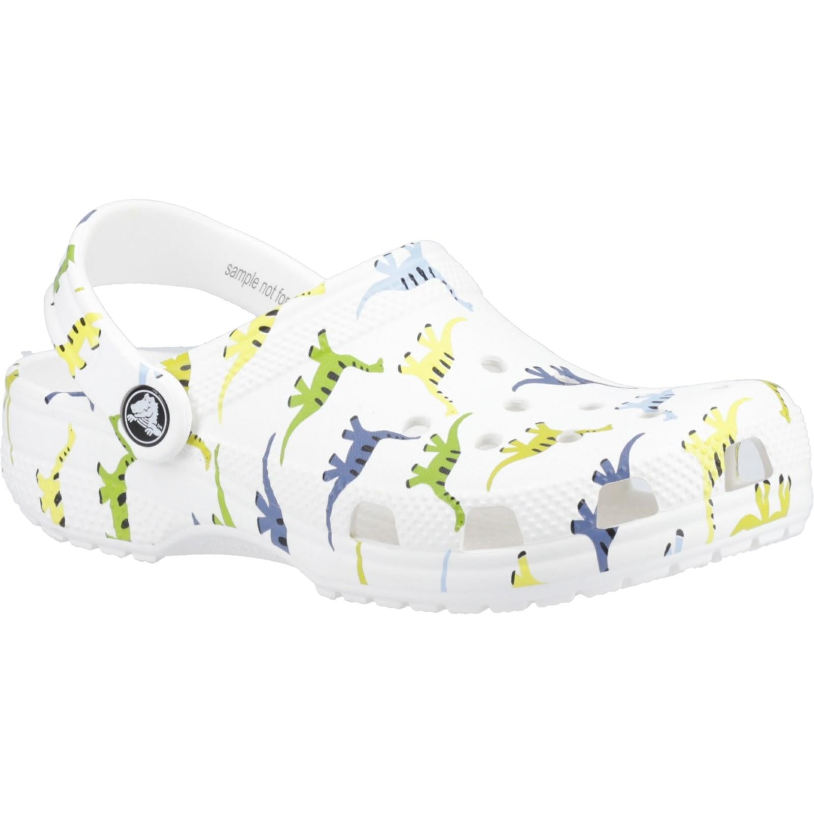 White - Front - Crocs Childrens-Kids Classic Dinosaur Clogs