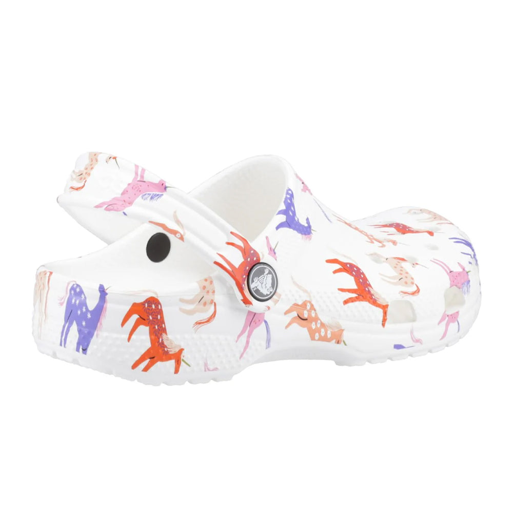 White-Pink-Blue - Back - Crocs Childrens-Kids Classic Unicorn Clogs