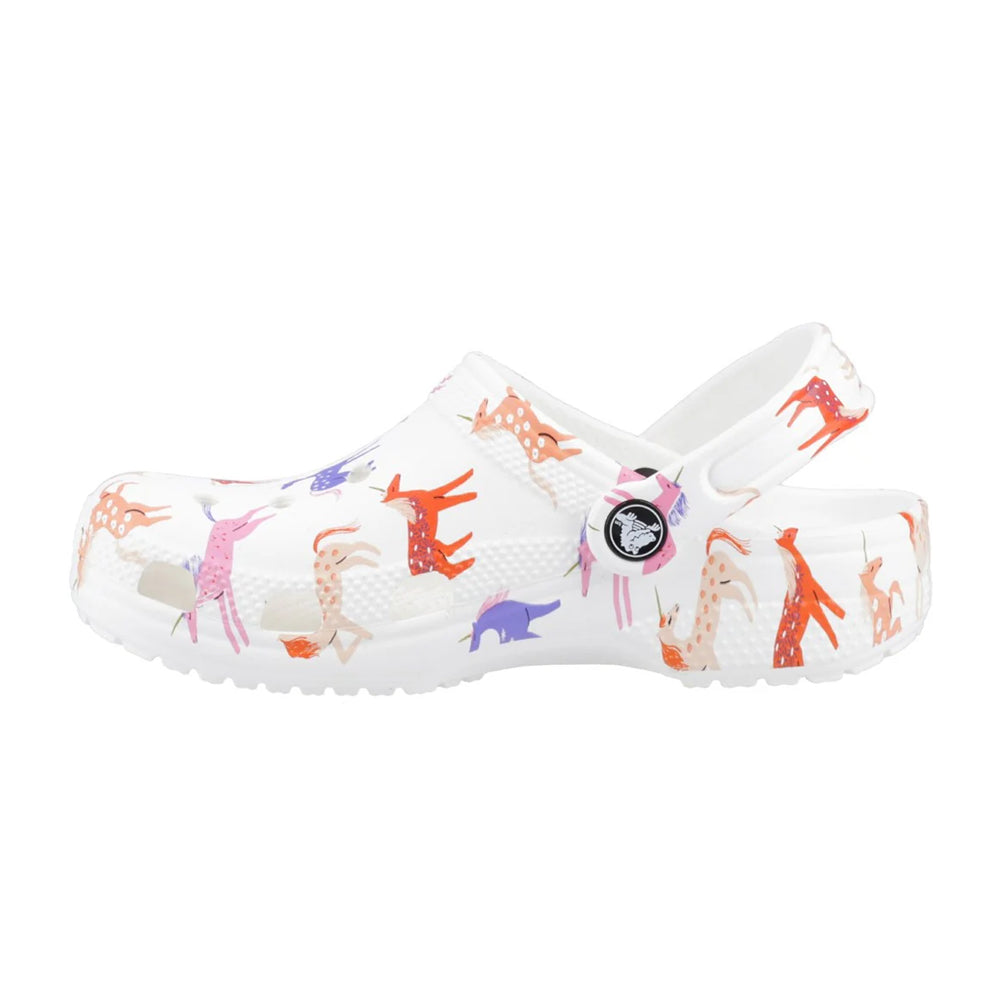 White-Pink-Blue - Side - Crocs Childrens-Kids Classic Unicorn Clogs