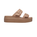 Latte - Side - Crocs Womens-Ladies Brooklyn Low Wedge Sandals