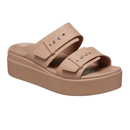 Latte - Front - Crocs Womens-Ladies Brooklyn Low Wedge Sandals