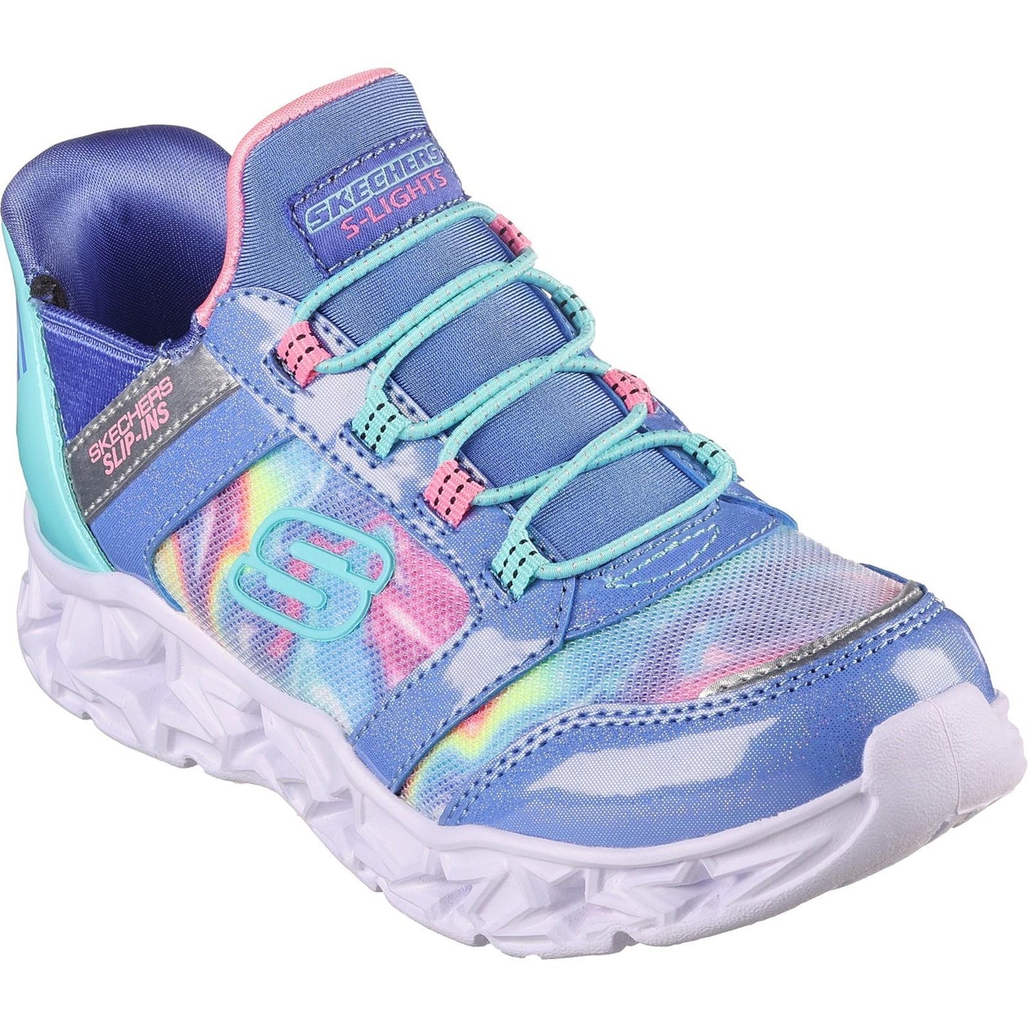 Blue-Multicoloured - Front - Skechers Childrens-Kids Galaxy Lights Tie Dye Trainers