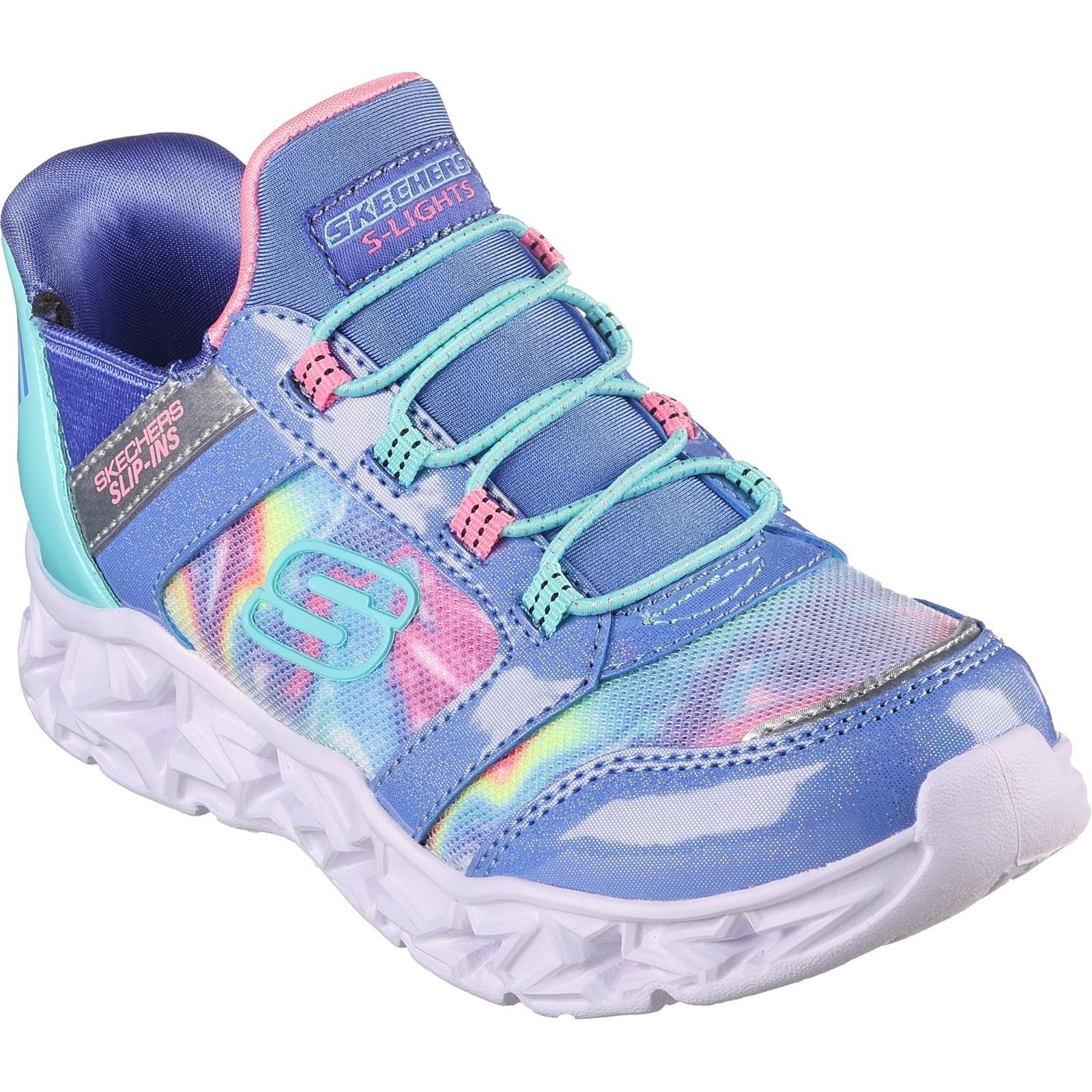 Blue-Multicoloured - Front - Skechers Childrens-Kids Galaxy Lights Tie Dye Trainers