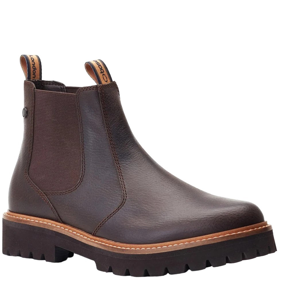 Dark Brown - Front - Base London Mens Ragnar Chelsea Boots
