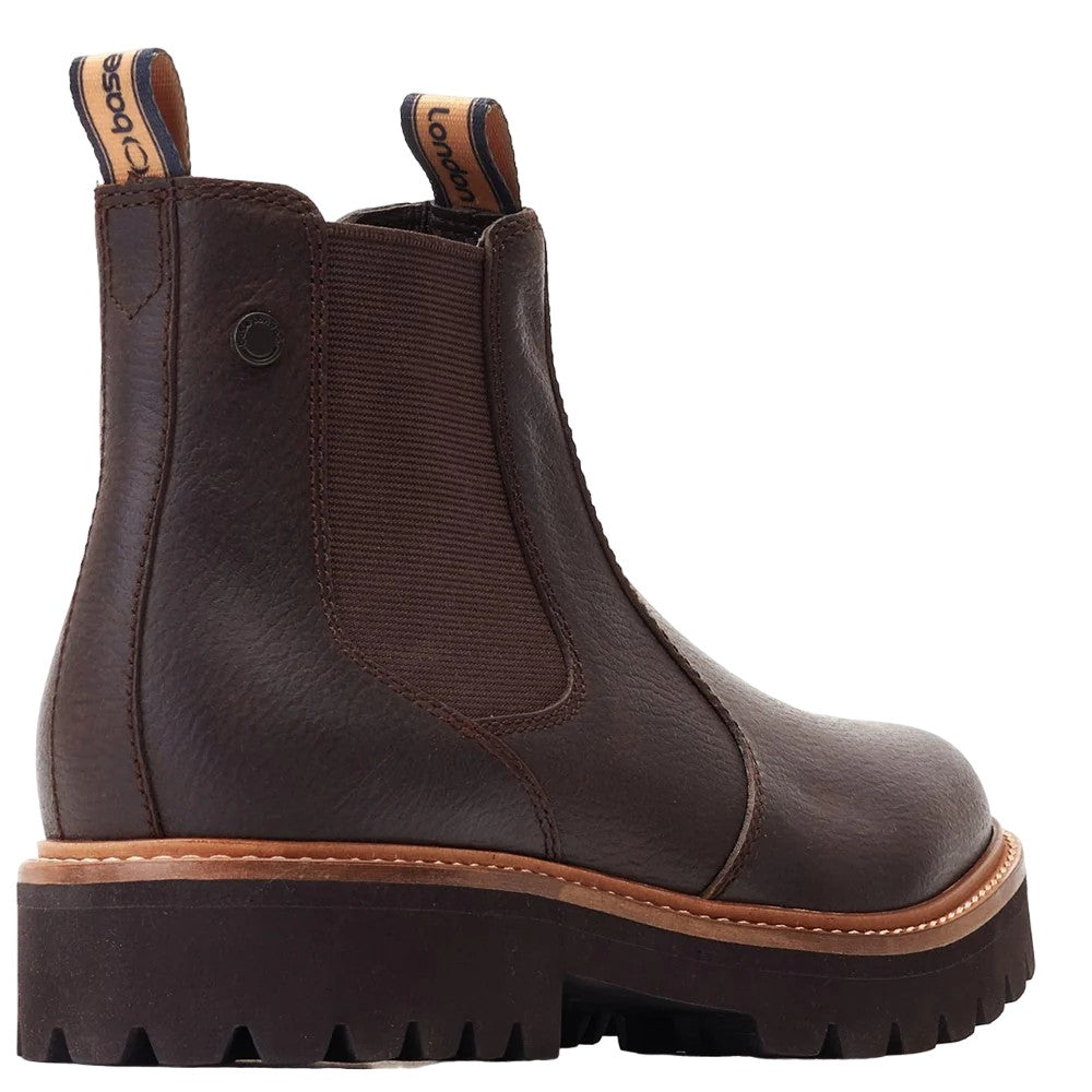 Dark Brown - Back - Base London Mens Ragnar Chelsea Boots