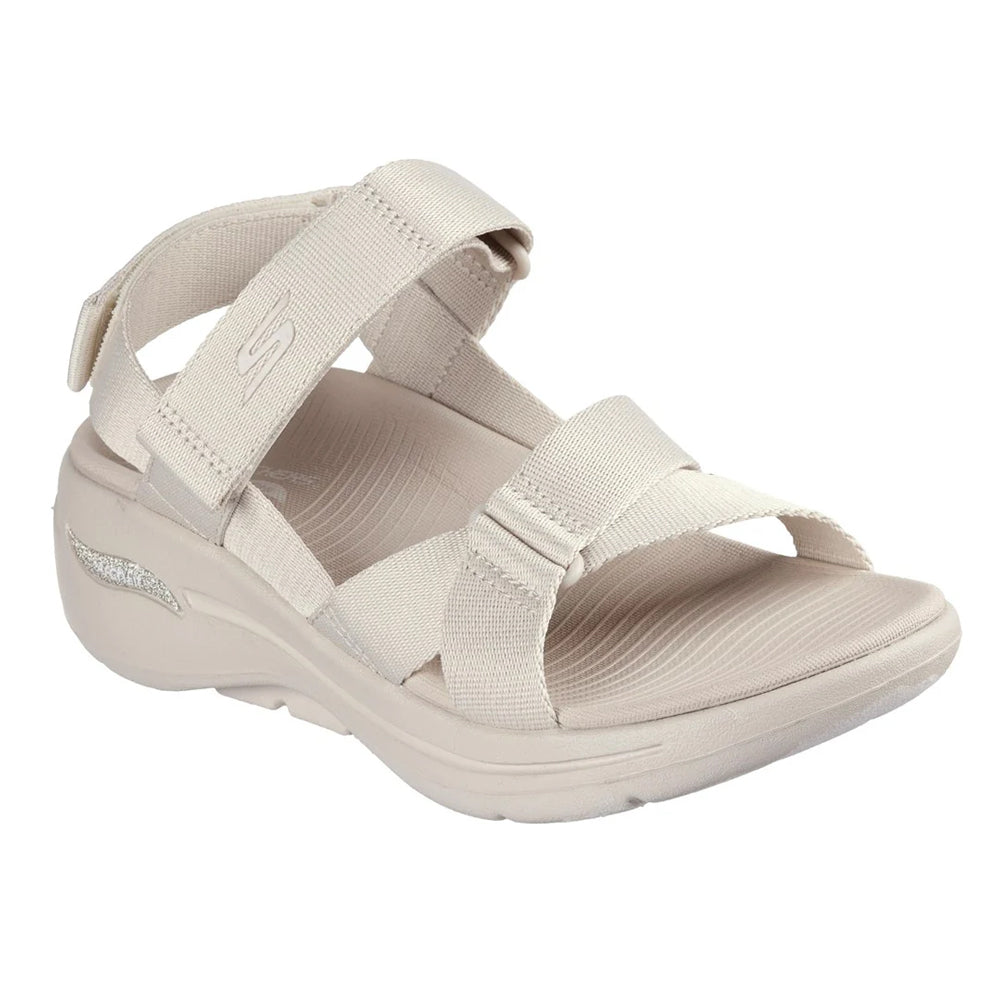 Natural - Front - Skechers Womens-Ladies Go Walk Attract Arch Fit Sandals