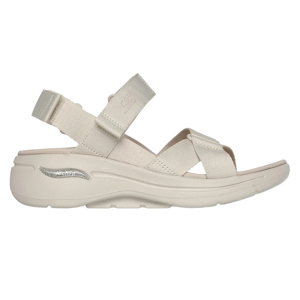 Natural - Side - Skechers Womens-Ladies Go Walk Attract Arch Fit Sandals