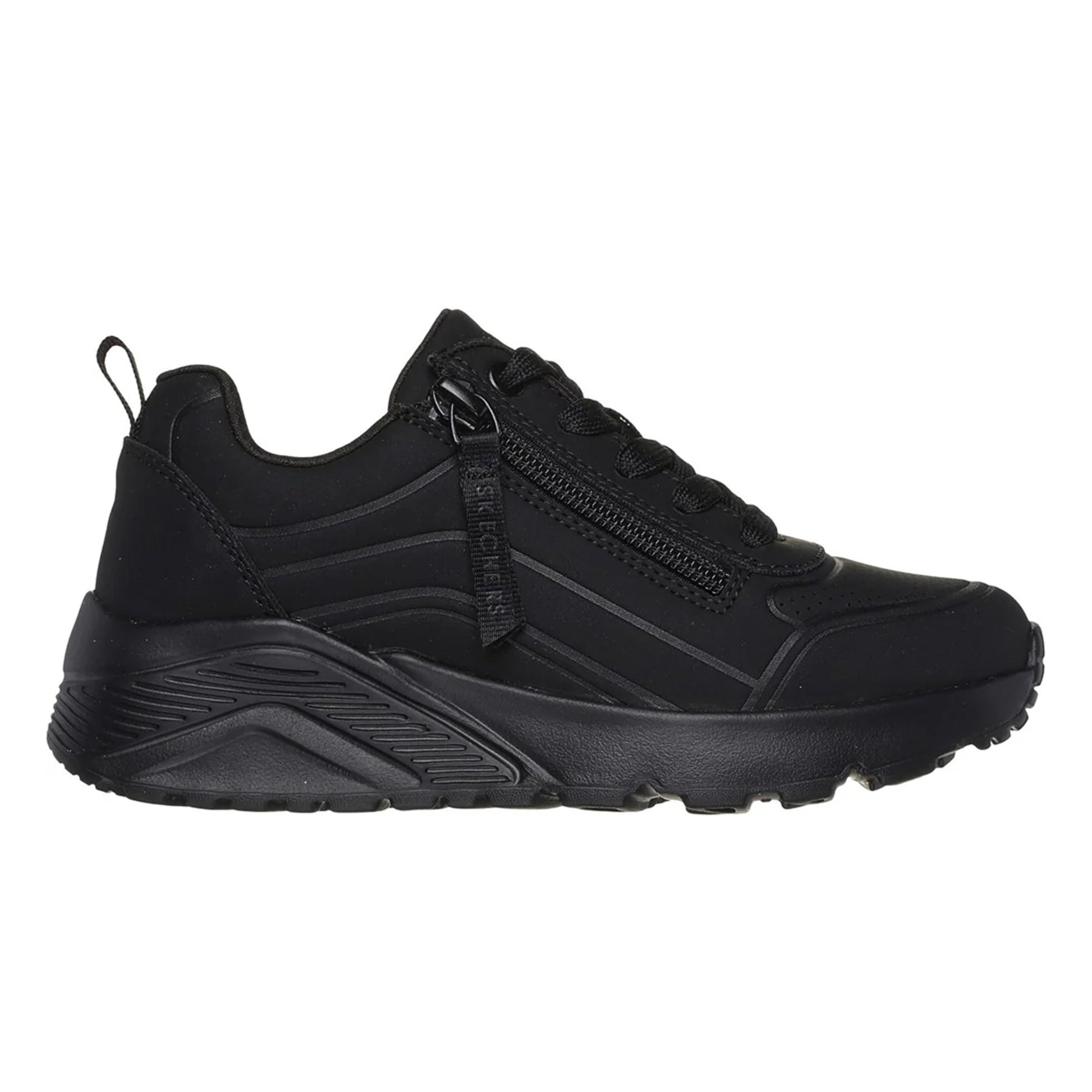 Black - Side - Skechers Girls Uno Lite Zip Trainers