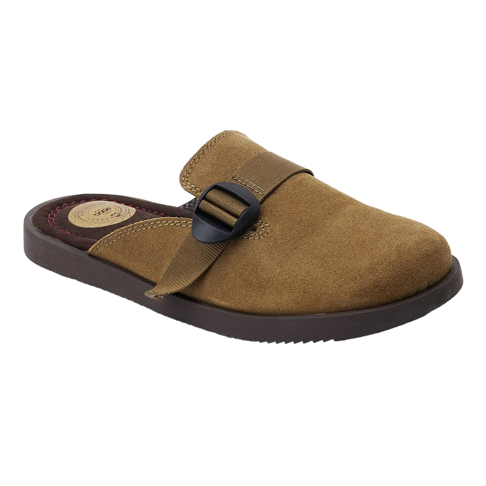 Taupe - Front - Base London Mens Taurus Suede Slip-on Mules